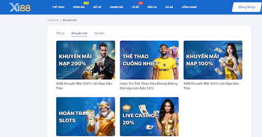 Những sự kiện khuyến mãi lớn trên nhà cái XI88